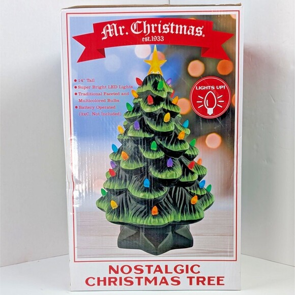 Mr. Christmas 14 inch Multicolor Light Up Green Nostalgic Ceramic Christmas Tree - Picture 5 of 12